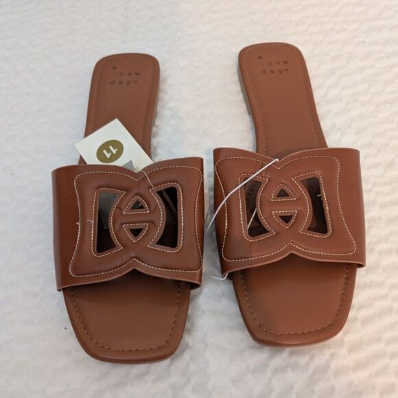 a new day Shoes - Women's Deidra Cognac Slide Sandals -A New Day- Size 11